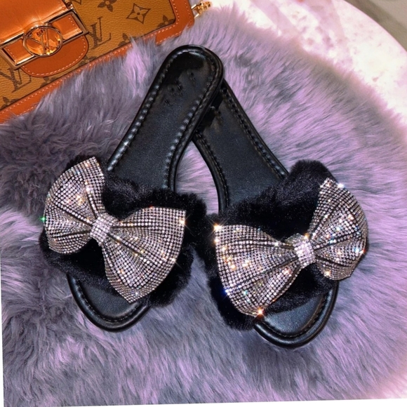 Just In💓 Belle FUR SANDAL - black - Picture 3 of 3